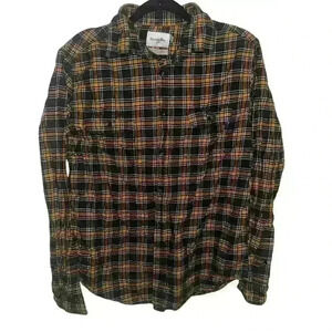 Goodfellow & Co Madras Flannel Button Up Shirt Mens Size Medium M Blue Yellow